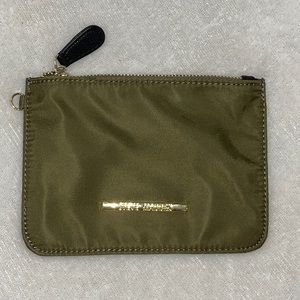 Steve Madden Olive Green Coin Purse Cosmetic Bag Change Pouch Metal Zipper
